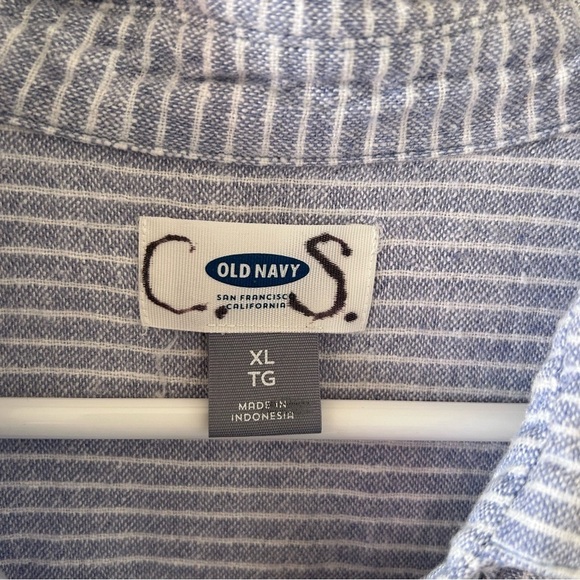 Old Navy Women’s Shift Dress XL Blue White Stripe Button Front Pockets Relax - Picture 7 of 12